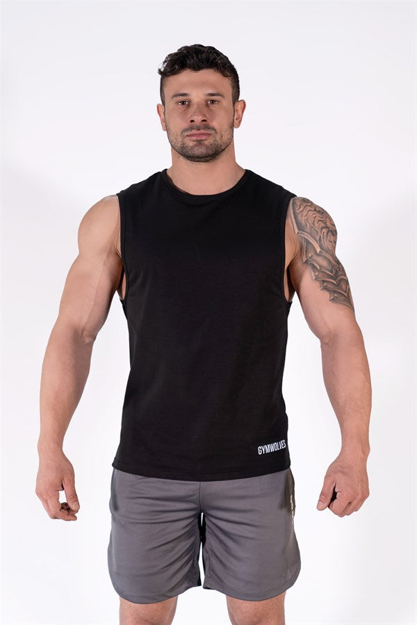 Gymwolves Men's Sleeveless T-Shirt | Men's Sports T-Shirt | Workout Tank Top | Noir - Shakeproteine