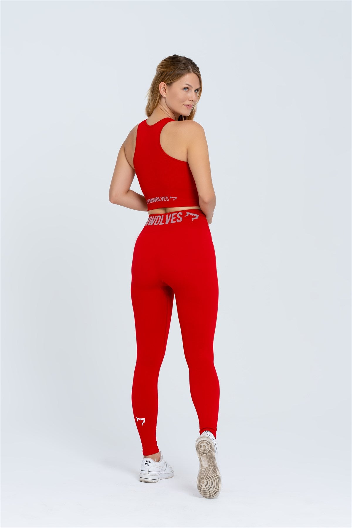 Gymwolves Seamless Sports Leggings | Thick Ribbed Rouge - Shakeproteine