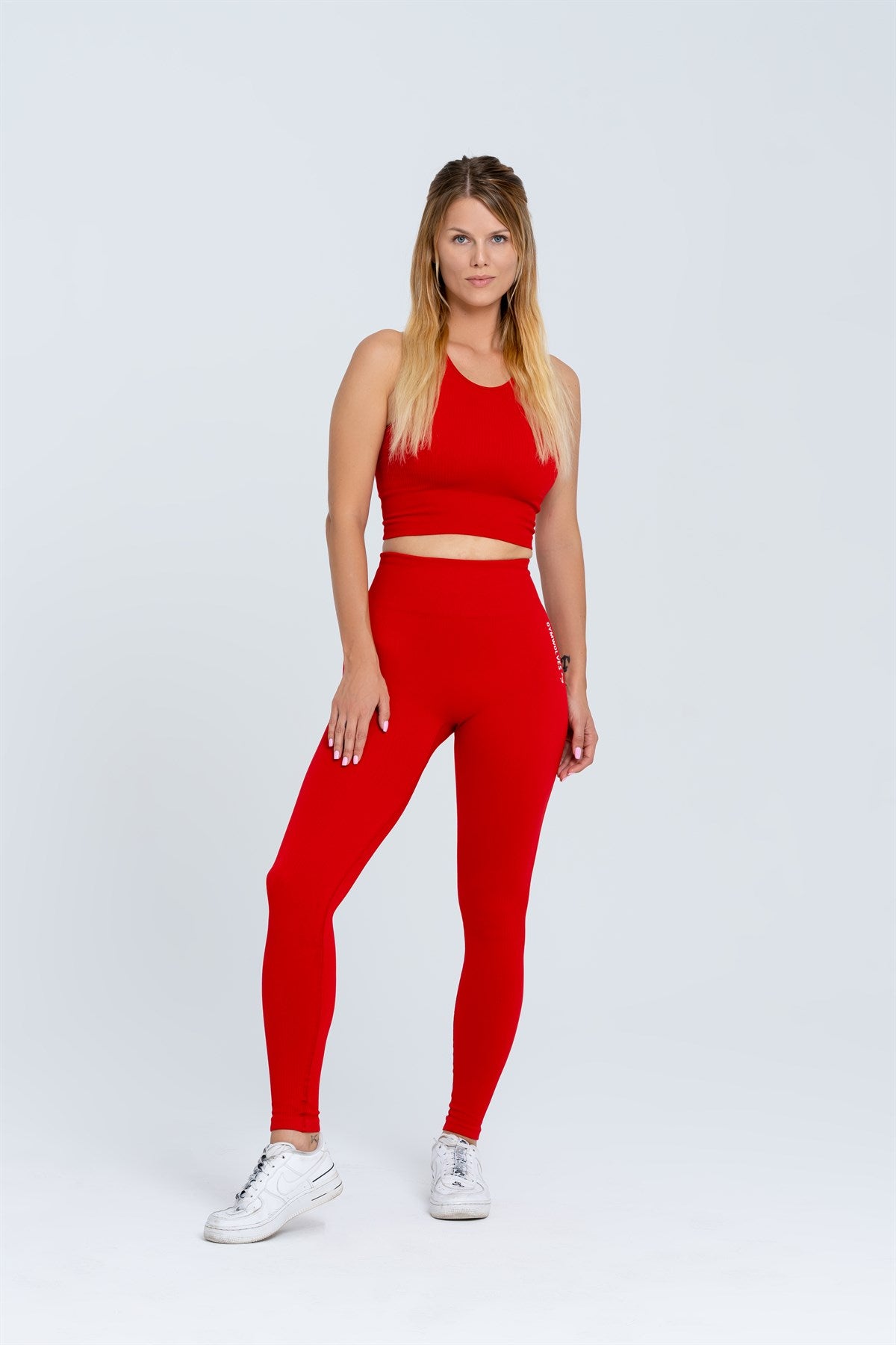 Gymwolves Seamless Sports Leggings | Thick Ribbed Rouge - Shakeproteine