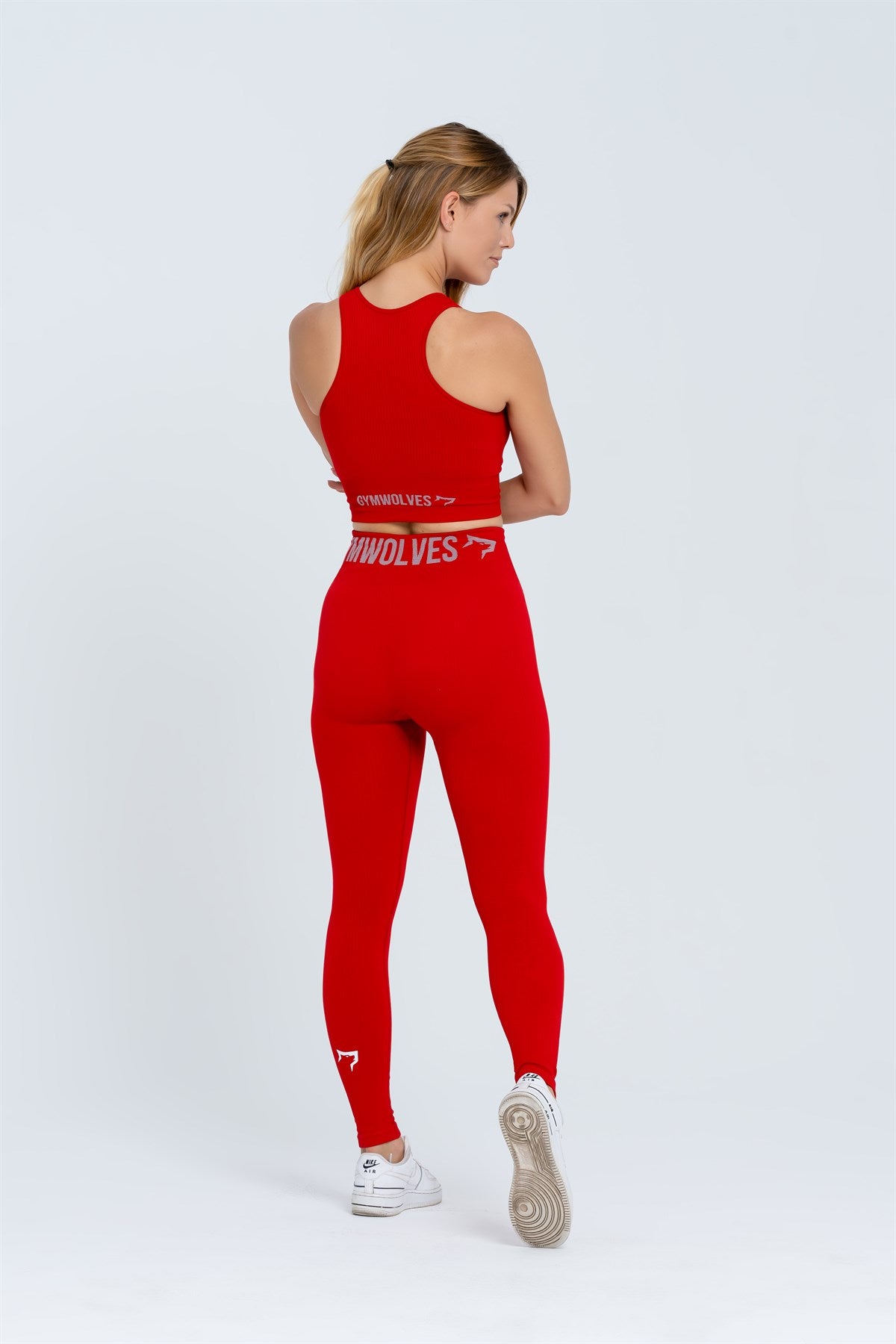 Gymwolves Seamless Sports Leggings | Thick Ribbed Rouge - Shakeproteine