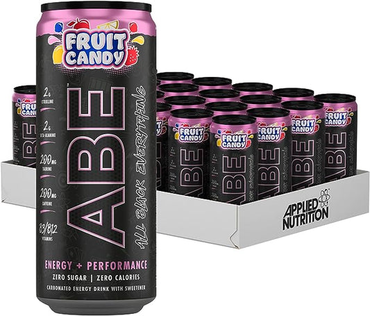 All Black Everything Energy  Performance Drink, (Pack DE  24 Cans x 330ml) (Fruit Candy) - Shakeproteine