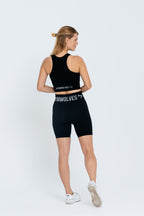 Gymwolves Women's Sports Shorts | Seamless Sports Shorts | Ribbed BLACK - Shakeproteine