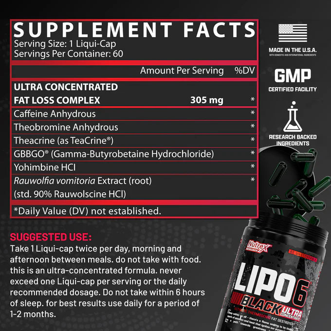 NUTREX – LIPO 6 BLACK ULTRA CONCENTRATE 60 CAPS - Shakeproteine