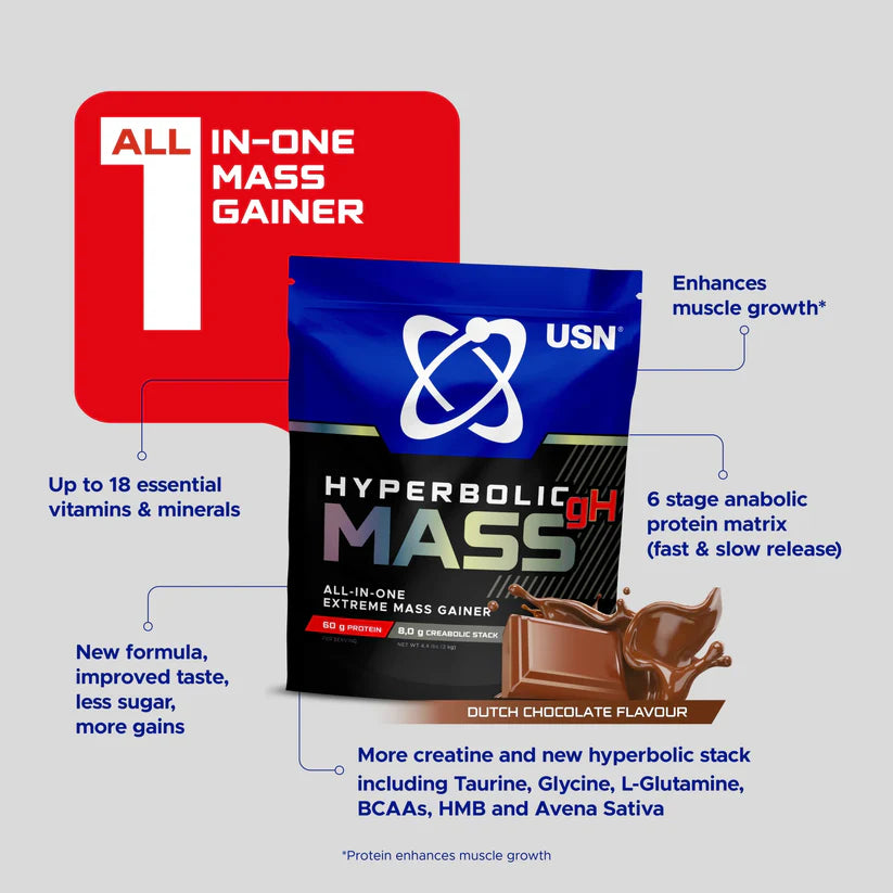 USN HYPERBOLIC MASS GH 1KG - Shakeproteine