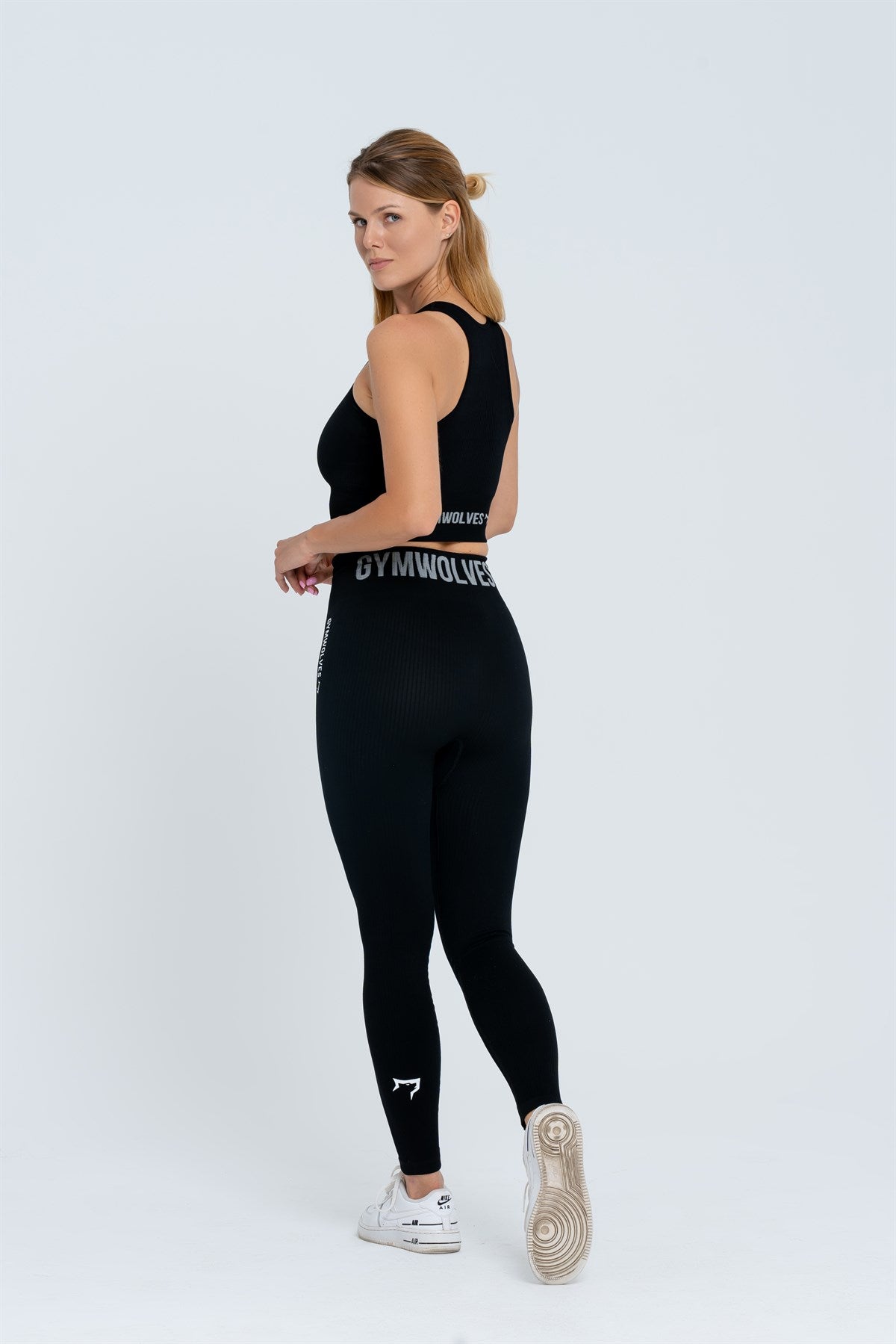 Gymwolves Seamless Sports Leggings | Thick Ribbed - Noir - Shakeproteine