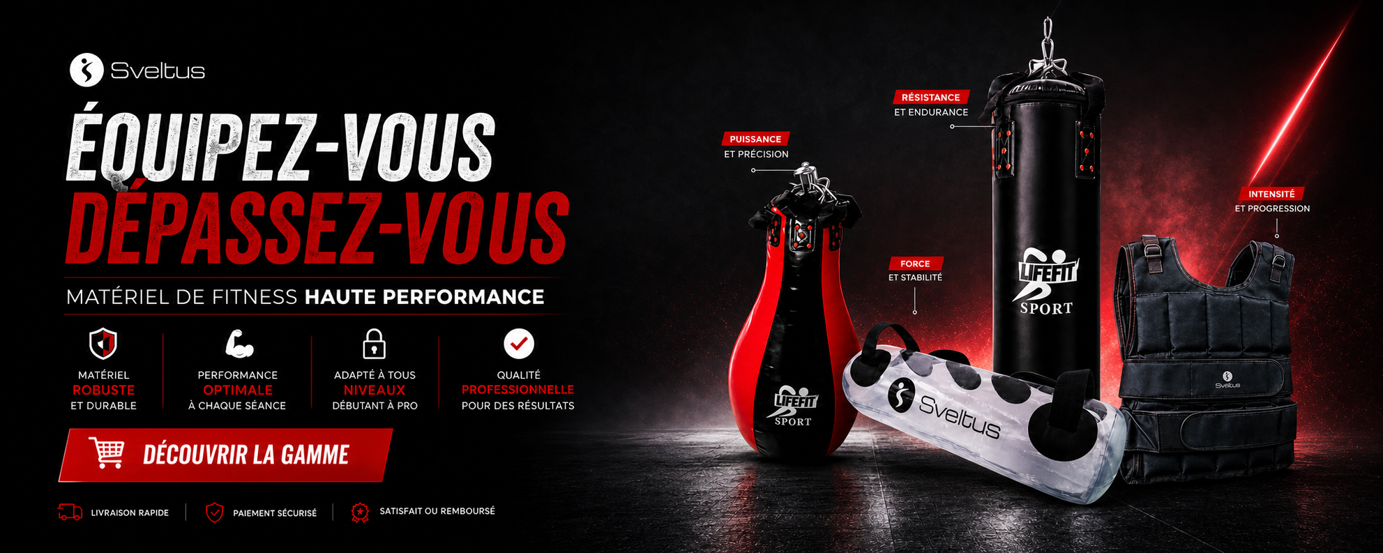 Bannière Sveltus ultra-large équipement fitness