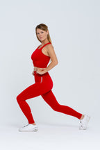 Gymwolves Seamless Sports Leggings | Thick Ribbed Rouge - Shakeproteine