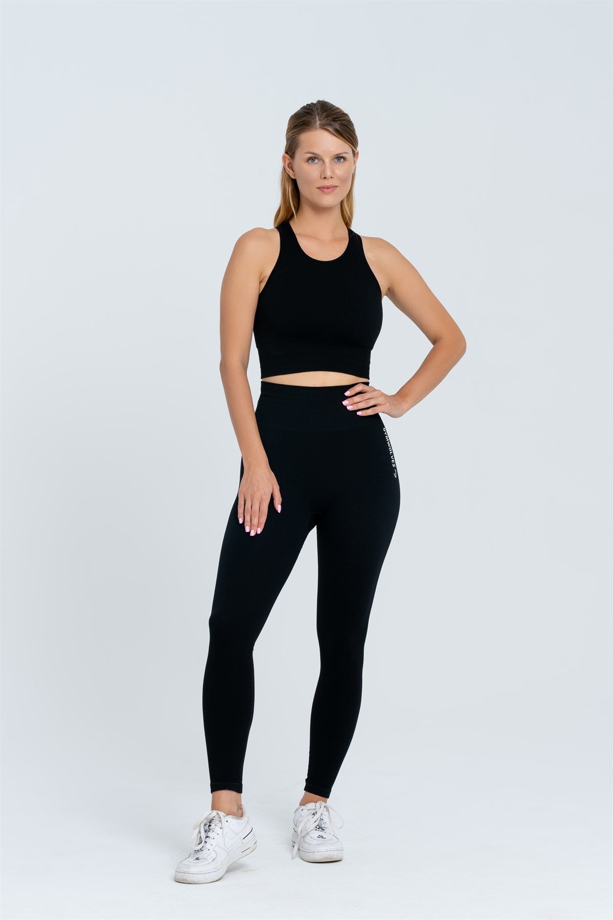 Gymwolves Seamless Sports Leggings | Thick Ribbed - Noir - Shakeproteine