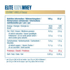 Valeurs nutritionnelles Elite 100% Whey Gourmet Vanilla pour 100 g et par dose de 33 g