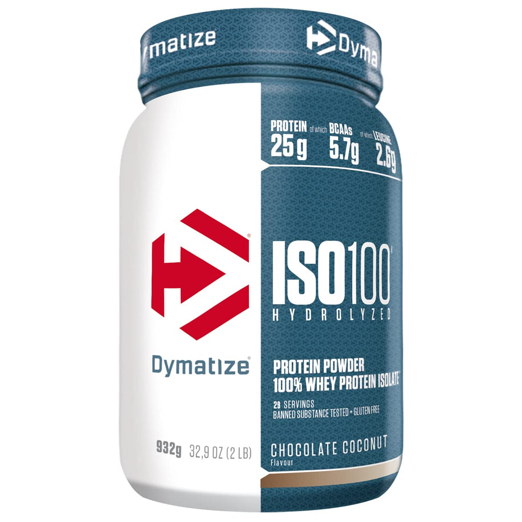 ISO 100 Dymatize 932 g saveur Chocolate Coconut (chocolat-noix de coco), isolat de whey hydrolysée