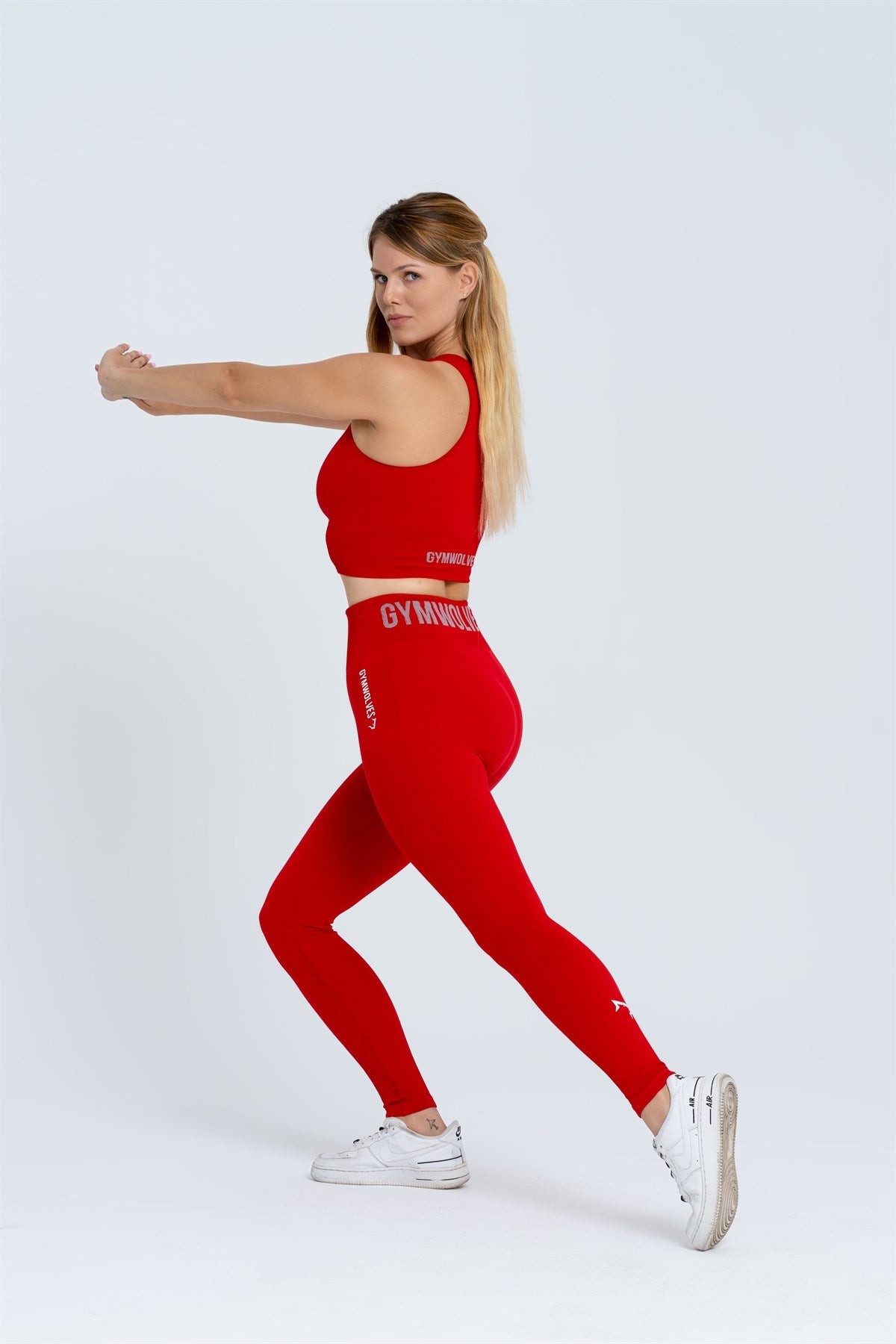Gymwolves Seamless Sports Leggings | Thick Ribbed Rouge - Shakeproteine