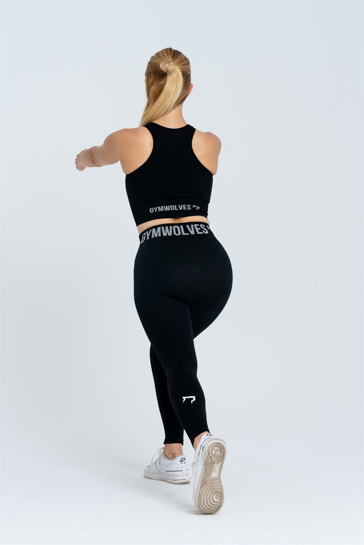 Gymwolves Seamless Sports Leggings | Thick Ribbed - Noir - Shakeproteine