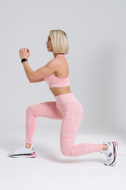 Gymwolves Women Seamles Sport Leggings Powder Pink  Camouflage Pattern  Action Series - Shakeproteine