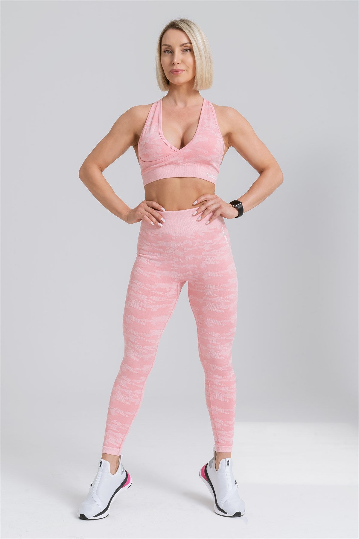 Gymwolves Women Seamles Sport Leggings Powder Pink  Camouflage Pattern  Action Series - Shakeproteine