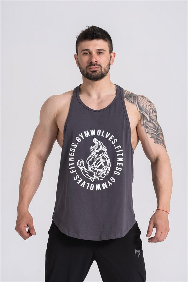 Gymwolves Man Sport Stringer Smoked | Workout Tanktop | Wolf Series | - Shakeproteine