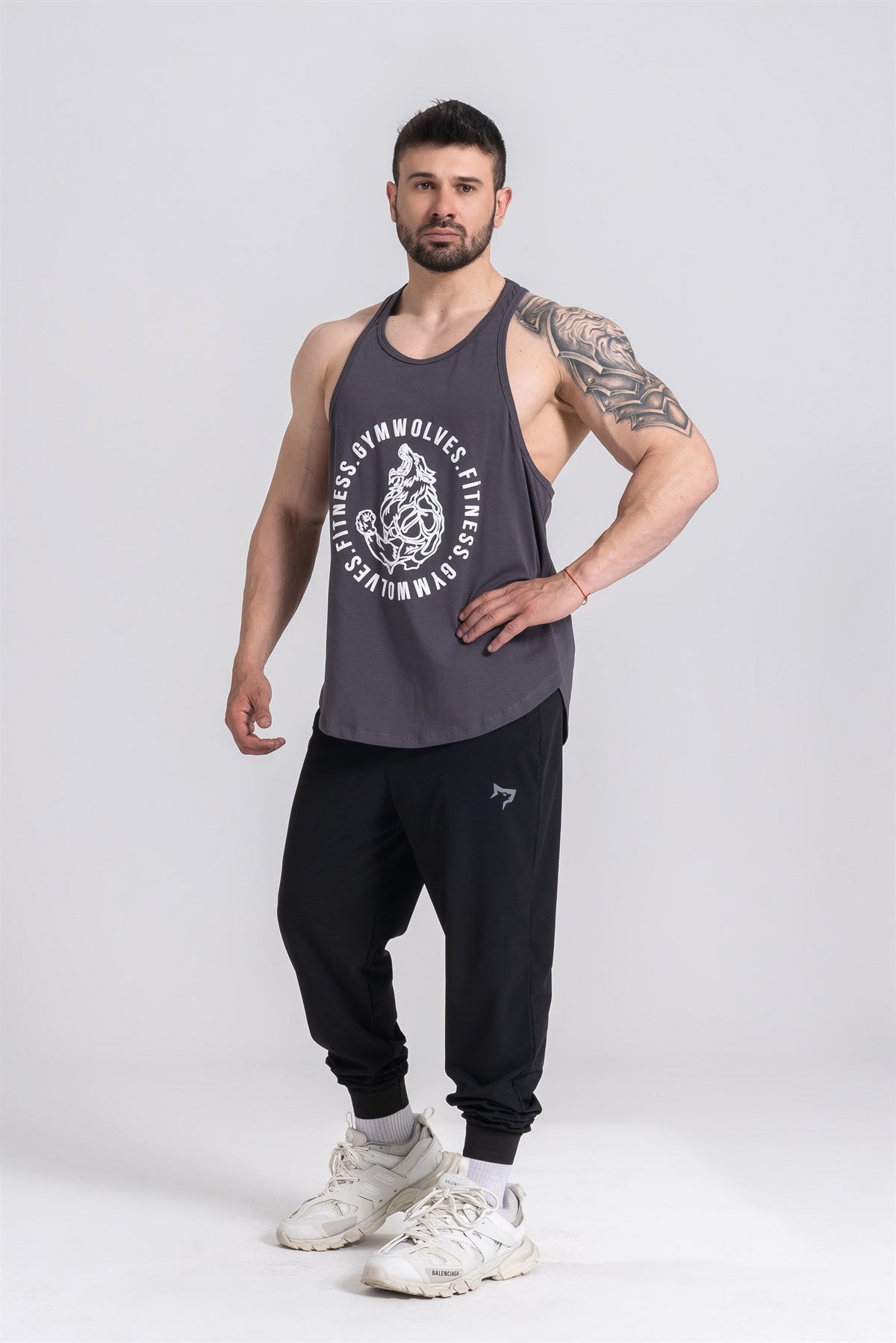 Gymwolves Man Sport Stringer Smoked | Workout Tanktop | Wolf Series | - Shakeproteine