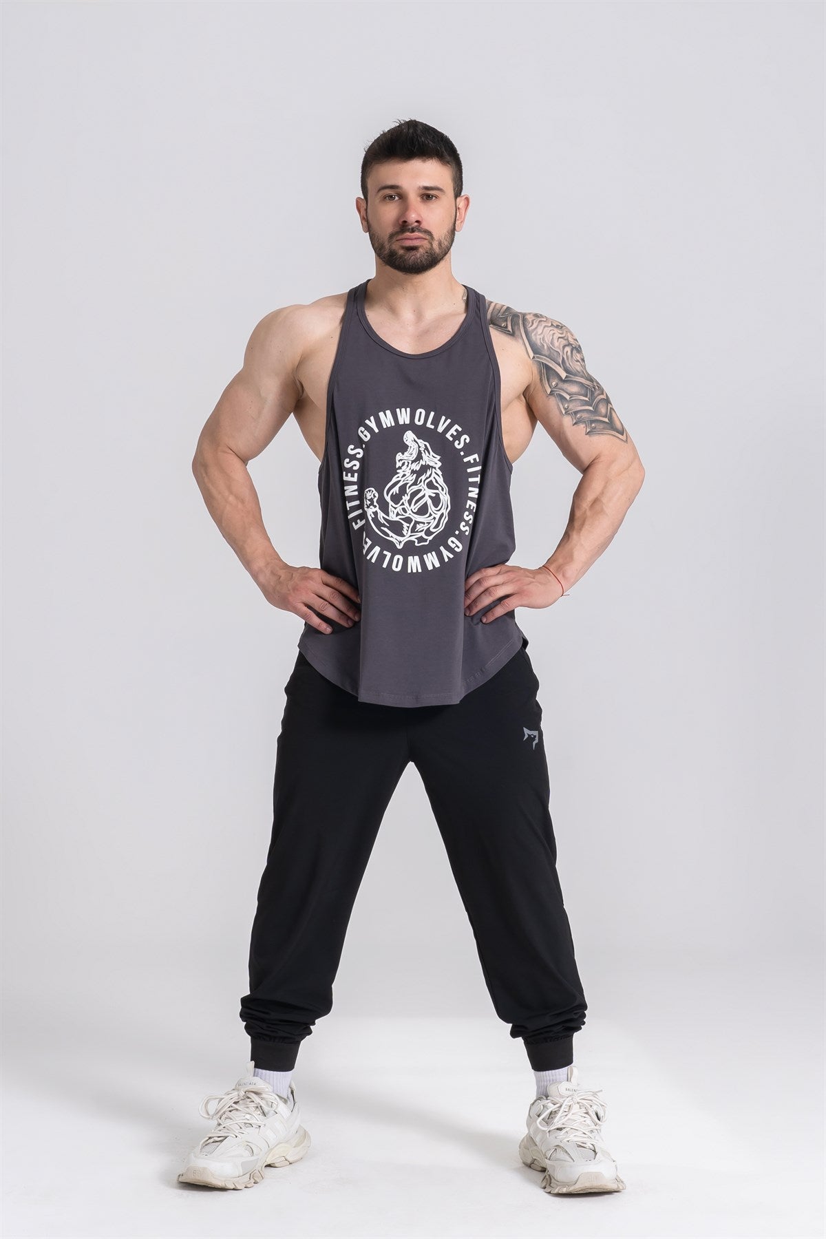 Gymwolves Man Sport Stringer Smoked | Workout Tanktop | Wolf Series | - Shakeproteine