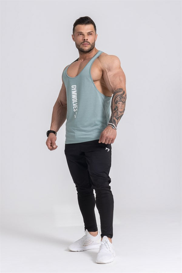 Gymwolves Men's Thin Strapped Stringer Green | Workout Tank Top - Shakeproteine