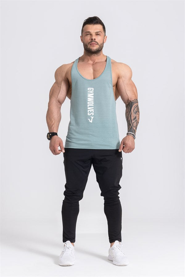 Gymwolves Men's Thin Strapped Stringer Green | Workout Tank Top - Shakeproteine