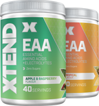 Pots Xtend EAA Apple & Raspberry et Tropical, acides aminés essentiels et électrolytes